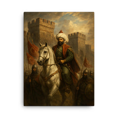 Sultan Mehmed II before Constantinople walls canvas print on a plain backdrop in size 18"x24".