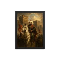 Sultan Mehmed II before Constantinople walls framed print on a plain backdrop in size 12"x16".