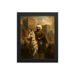 Sultan Mehmed II before Constantinople walls framed print on a plain backdrop in size 8"x10".