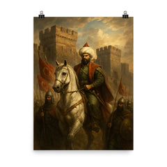Sultan Mehmed II before Constantinople walls poster on a plain backdrop in size 8"x10".