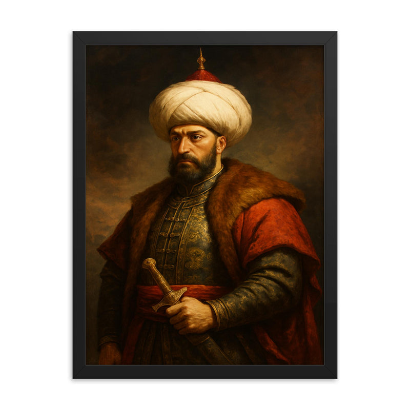 Sultan Mehmed II framed print on a plain backdrop in size 18