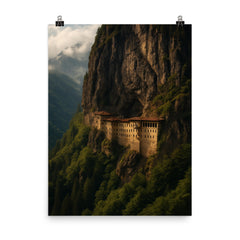 Sumela Monastery Clifftop Turkey poster on a plain backdrop in size 8"x10".