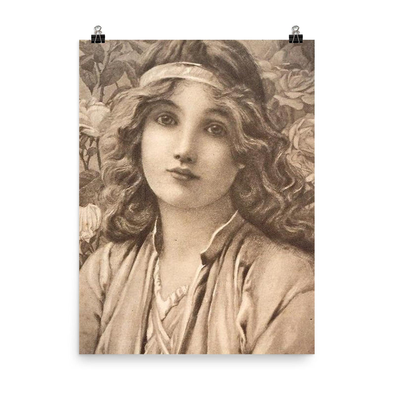 Summer by Henry Ryland, 1890 poster on a plain backdrop in size 8