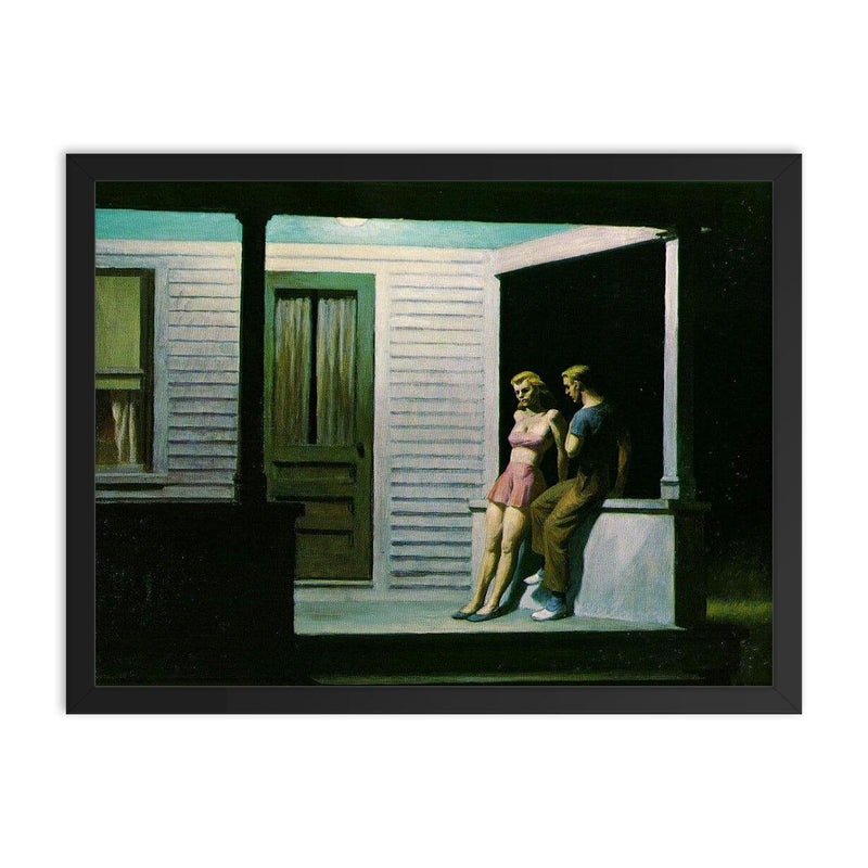 Summer Evening by Edward Hopper framed print on a plain backdrop in size 18