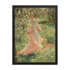 Summer Has Come In by Herbert Arnould Olivier framed print on a plain backdrop in size 18"x24".