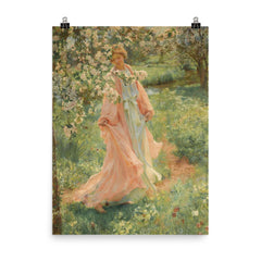 Summer Has Come In by Herbert Arnould Olivier poster on a plain backdrop in size 8"x10".