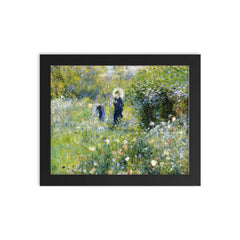 Summer Landscape, or Woman with a Parasol in a Garden by Pierre Auguste Renoir framed print on a plain backdrop in size 8"x10".