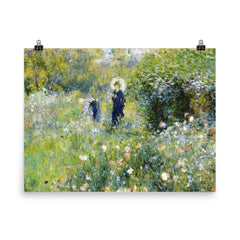 Summer Landscape, or Woman with a Parasol in a Garden by Pierre Auguste Renoir poster on a plain backdrop in size 8"x10".