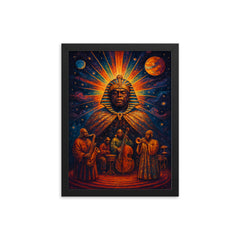 Sun Ra cosmic pharaoh bandstand framed print on a plain backdrop in size 12"x16".