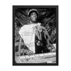 Sun Ra framed print on a plain backdrop in size 18"x24".