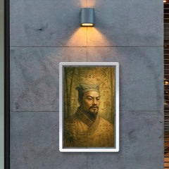 Sun Tzu ghosted over bamboo war diagrams poster 2