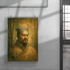 Sun Tzu ghosted over bamboo war diagrams poster 4