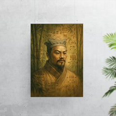 Sun Tzu ghosted over bamboo war diagrams poster 7