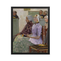 Sunday Mass by Gari Melchers framed print on a plain backdrop in size 16"x20".