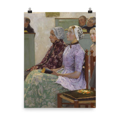 Sunday Mass by Gari Melchers poster on a plain backdrop in size 8"x10".