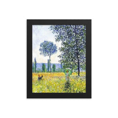 Sunlight Effect Under the Poplars by Claude Monet, 1887 framed print on a plain backdrop in size 8"x10".