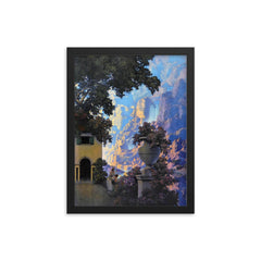 Sunrise by Maxfield Parrish framed print on a plain backdrop in size 12"x16".
