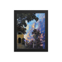 Sunrise by Maxfield Parrish framed print on a plain backdrop in size 8"x10".