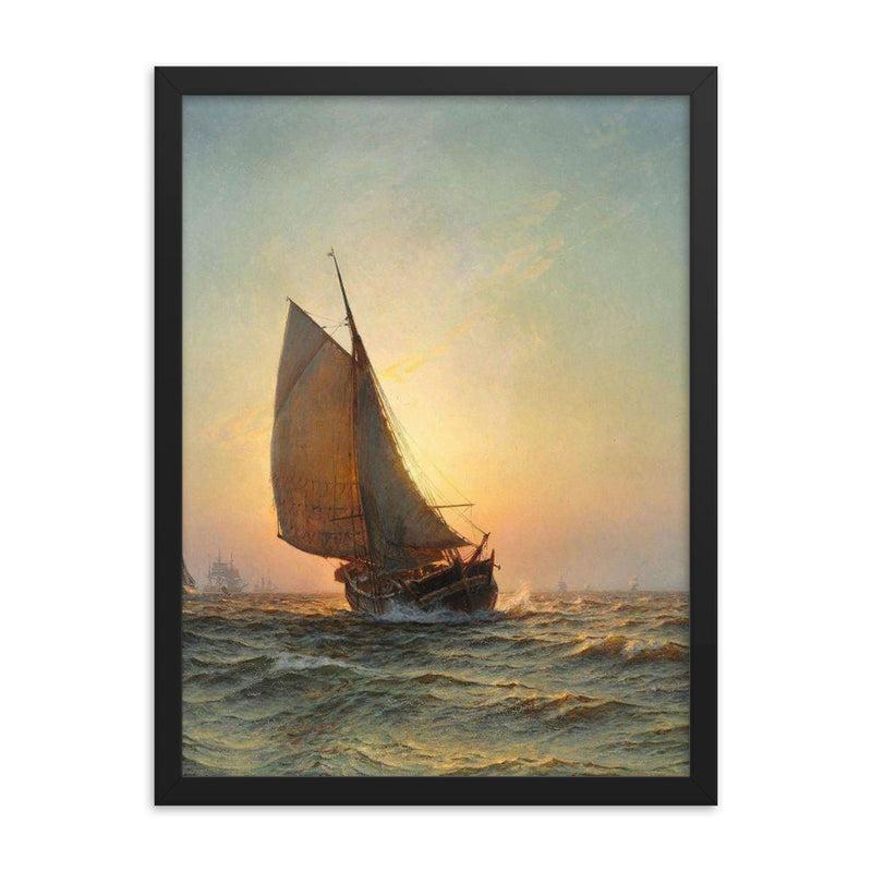 Sunrise, Drogden by Christian Molsted, 1919 framed print on a plain backdrop in size 18