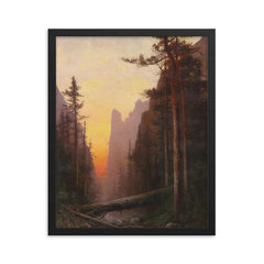 Sunset in Yosemite by Julian Walbridge Rix framed print on a plain backdrop in size 16"x20".