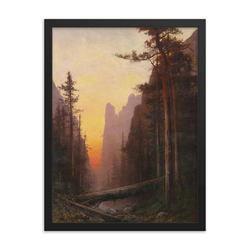 Sunset in Yosemite by Julian Walbridge Rix framed print on a plain backdrop in size 18