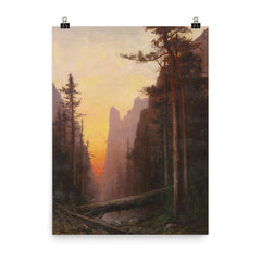 Sunset in Yosemite by Julian Walbridge Rix poster on a plain backdrop in size 8"x10".