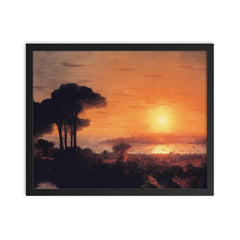 Sunset Over the Golden Horn by Ivan Aivazovsky, 1866 framed print on a plain backdrop in size 16"x20".