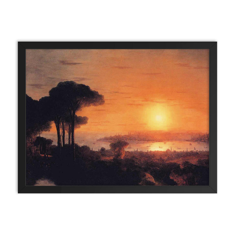 Sunset Over the Golden Horn by Ivan Aivazovsky, 1866 framed print on a plain backdrop in size 18