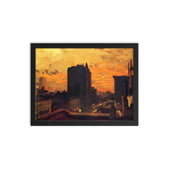 Sunset, West Twenty-Third Street by John Sloan, 1905 framed print on a plain backdrop in size 12"x16".