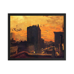 Sunset, West Twenty-Third Street by John Sloan, 1905 framed print on a plain backdrop in size 16"x20".