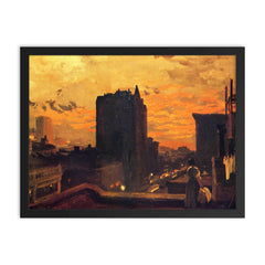 Sunset, West Twenty-Third Street by John Sloan, 1905 framed print on a plain backdrop in size 18"x24".