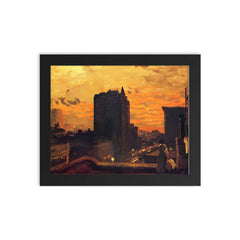 Sunset, West Twenty-Third Street by John Sloan, 1905 framed print on a plain backdrop in size 8"x10".