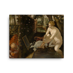 Susanna and the Elders by Tintoretto canvas print on a plain backdrop in size 16"x20".