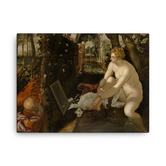 Susanna and the Elders by Tintoretto canvas print on a plain backdrop in size 18"x24".