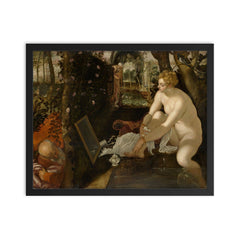 Susanna and the Elders by Tintoretto framed print on a plain backdrop in size 16"x20".