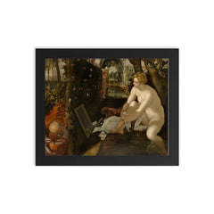 Susanna and the Elders by Tintoretto framed print on a plain backdrop in size 8"x10".
