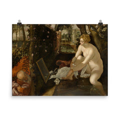 Susanna and the Elders by Tintoretto poster on a plain backdrop in size 8"x10".