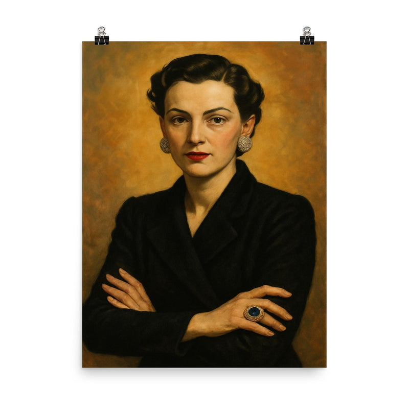 Suzanne Belperron poster on a plain backdrop in size 8