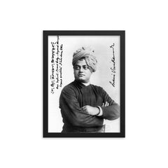 Swami Vivekananda framed print on a plain backdrop in size 12"x16".
