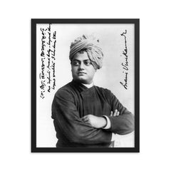 Swami Vivekananda framed print on a plain backdrop in size 16"x20".