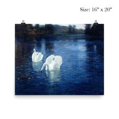 Swans on the River by Frits Thaulow, 1880 poster 2