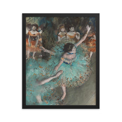 Swaying Dancer, or Dancer in Green by Edgar Degas framed print on a plain backdrop in size 16"x20".