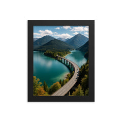 Sylvensteinsee Panorama Germany framed print on a plain backdrop in size 8"x10".