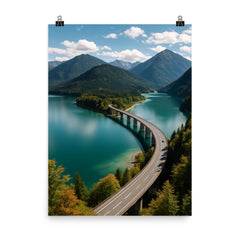 Sylvensteinsee Panorama Germany poster on a plain backdrop in size 8"x10".