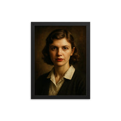 Sylvia Plath portrait framed print on a plain backdrop in size 12"x16".
