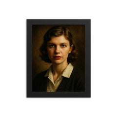 Sylvia Plath portrait framed print on a plain backdrop in size 8"x10".