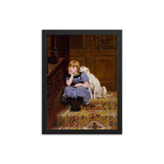Sympathy by Briton Riviere framed print on a plain backdrop in size 12"x16".