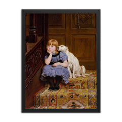 Sympathy by Briton Riviere framed print on a plain backdrop in size 18"x24".
