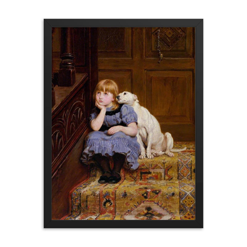 Sympathy by Briton Riviere framed print on a plain backdrop in size 18