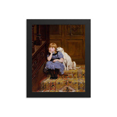 Sympathy by Briton Riviere framed print on a plain backdrop in size 8"x10".